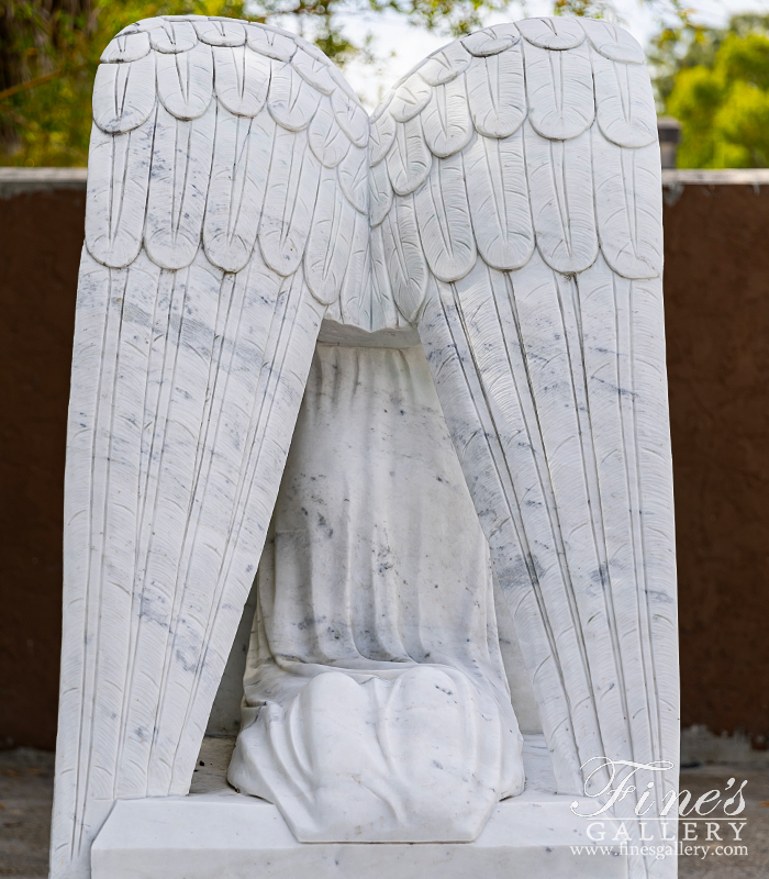 Marble Memorials  - Marble Weeping Angel Memorial - MEM-289